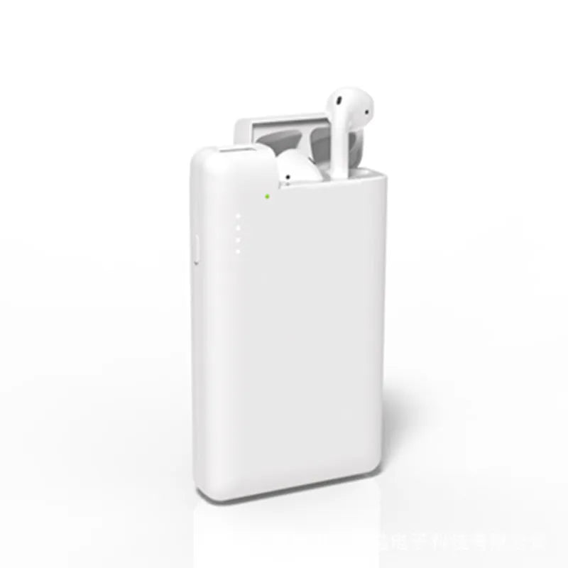 Two-in-one 10000mAh power bank with Bluetooth speaker in black, front view showing USB ports and LED indicators