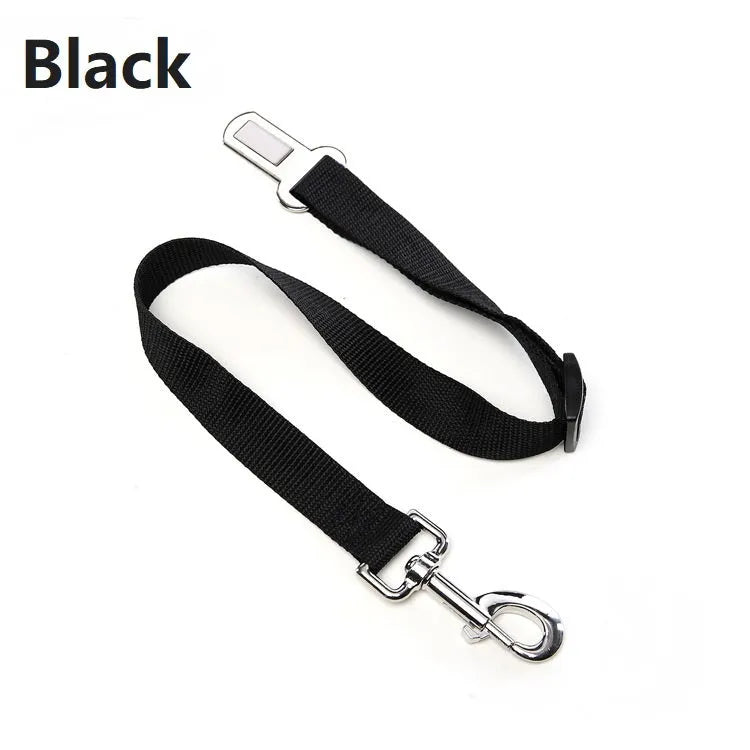 Escape proof cat vest harness in black with reflective trim and car seat belt adapter leash
