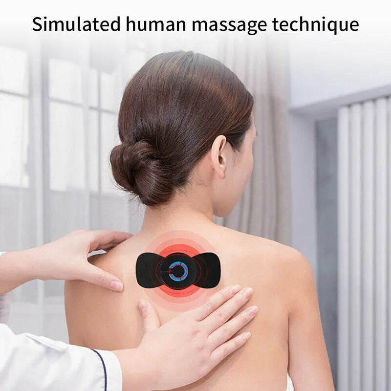 Black HQ-185 mini electric shoulder and neck massager with massage patches