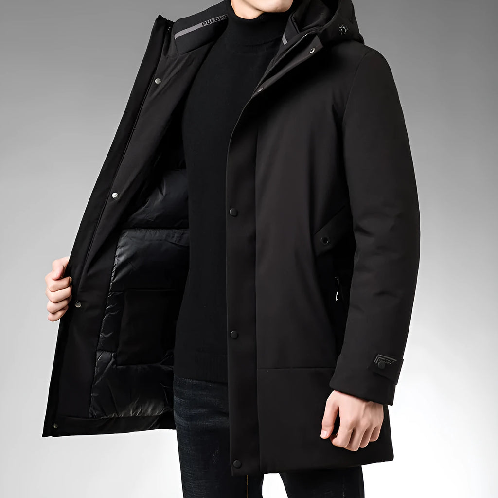 Men's warm polyester cotton-blend long-sleeve crew neck top in black or green, Asian sizes 175 to 195.