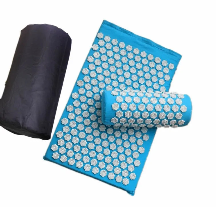 Lotus-shaped acupressure mat set with pillow in cotton cloth