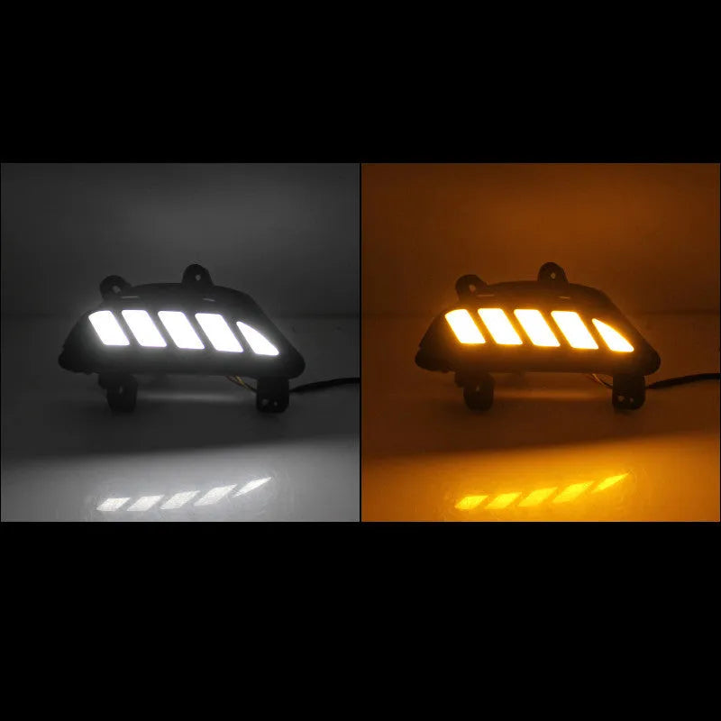 KUST Oncocela LED daytime running light with white and yellow streamer for 14-16 Mazda Enclave front view