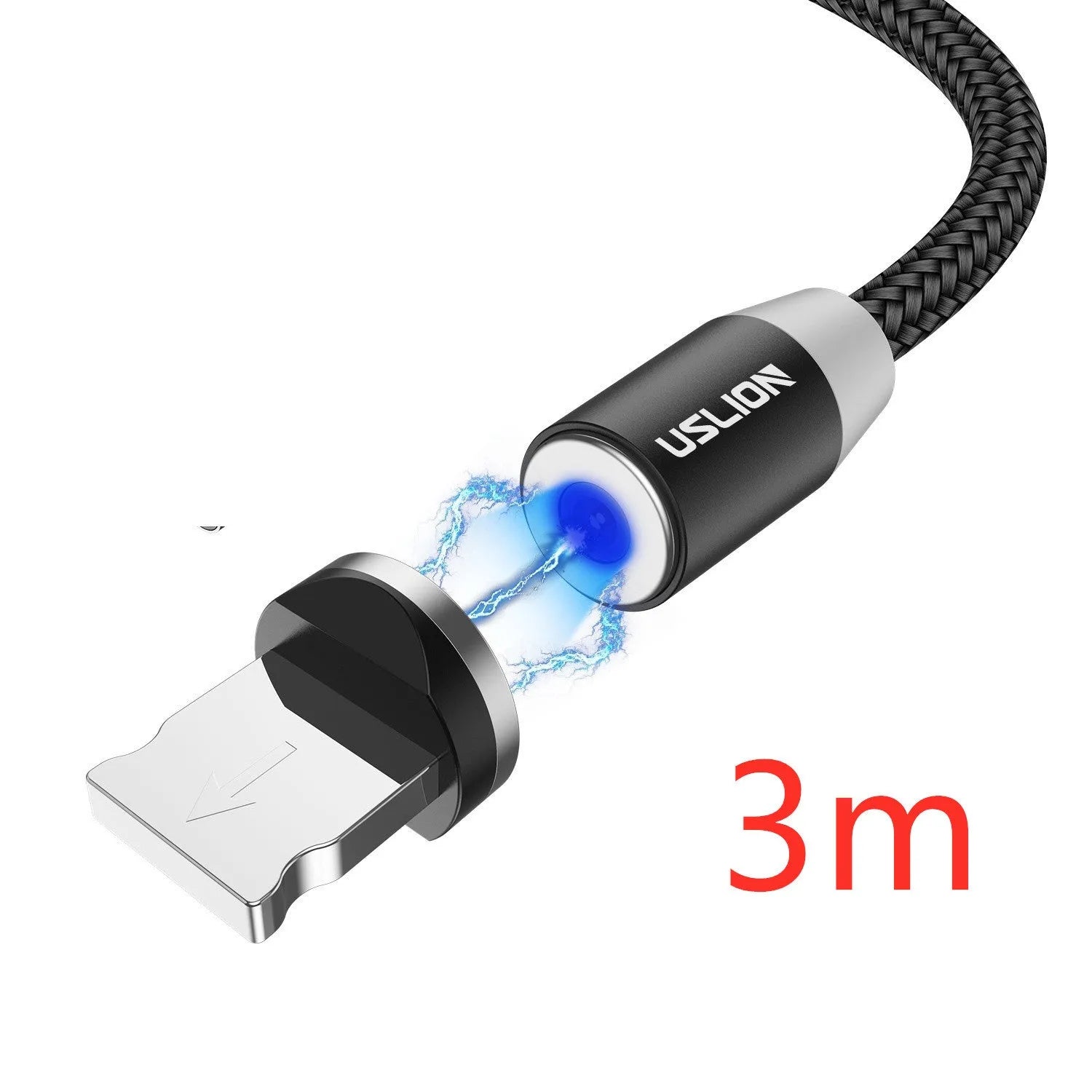 USLION circular magnetic charging cable with aluminium alloy housing and LED indicator