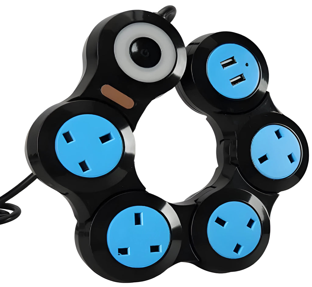 UK standard power strip with rotating design and USB charging ports