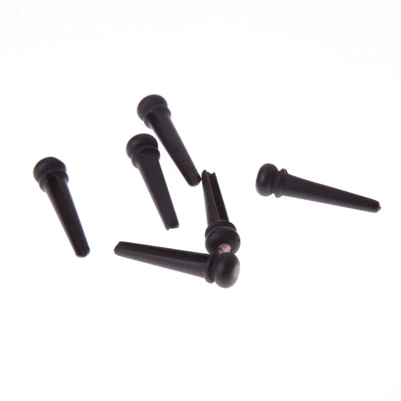 Six ebony folk guitar string nails with matt black finish for 40-42 inch acoustic guitars