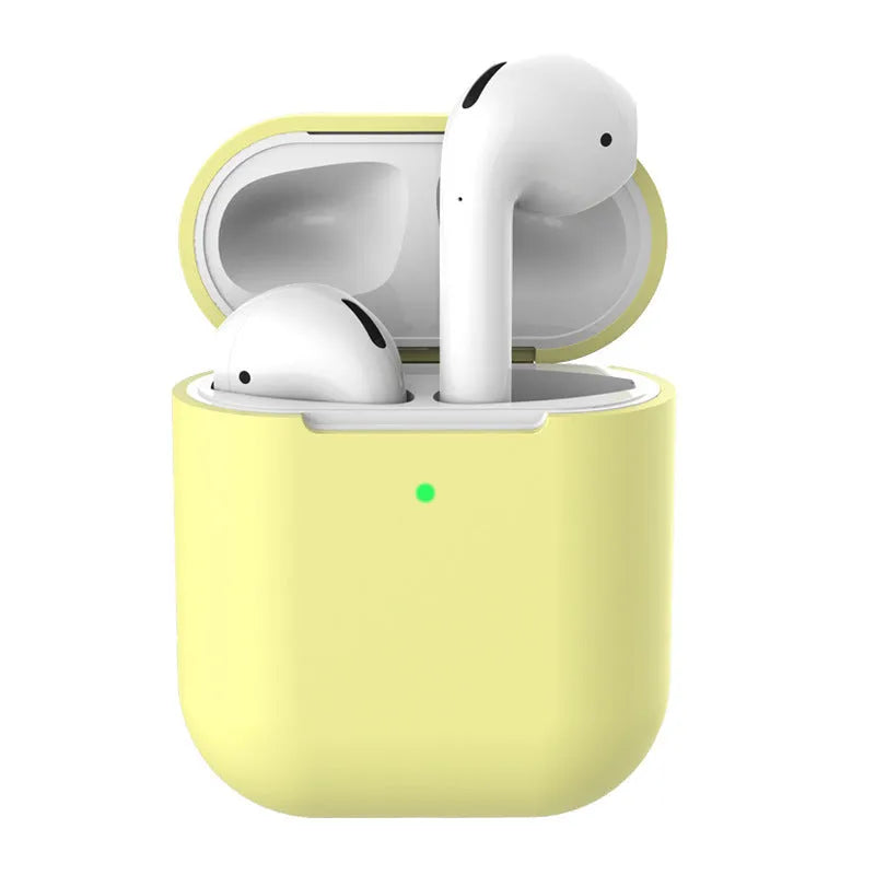 Silicone clamshell protective case for Apple AirPods 2 in multiple colour options.