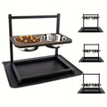 Large black iron dog bowl rack for organised pet feeding station