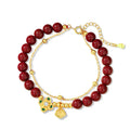 Sterling silver women's bracelet with geometric shape, ruyi, xiangyun and cinnabar flower design.