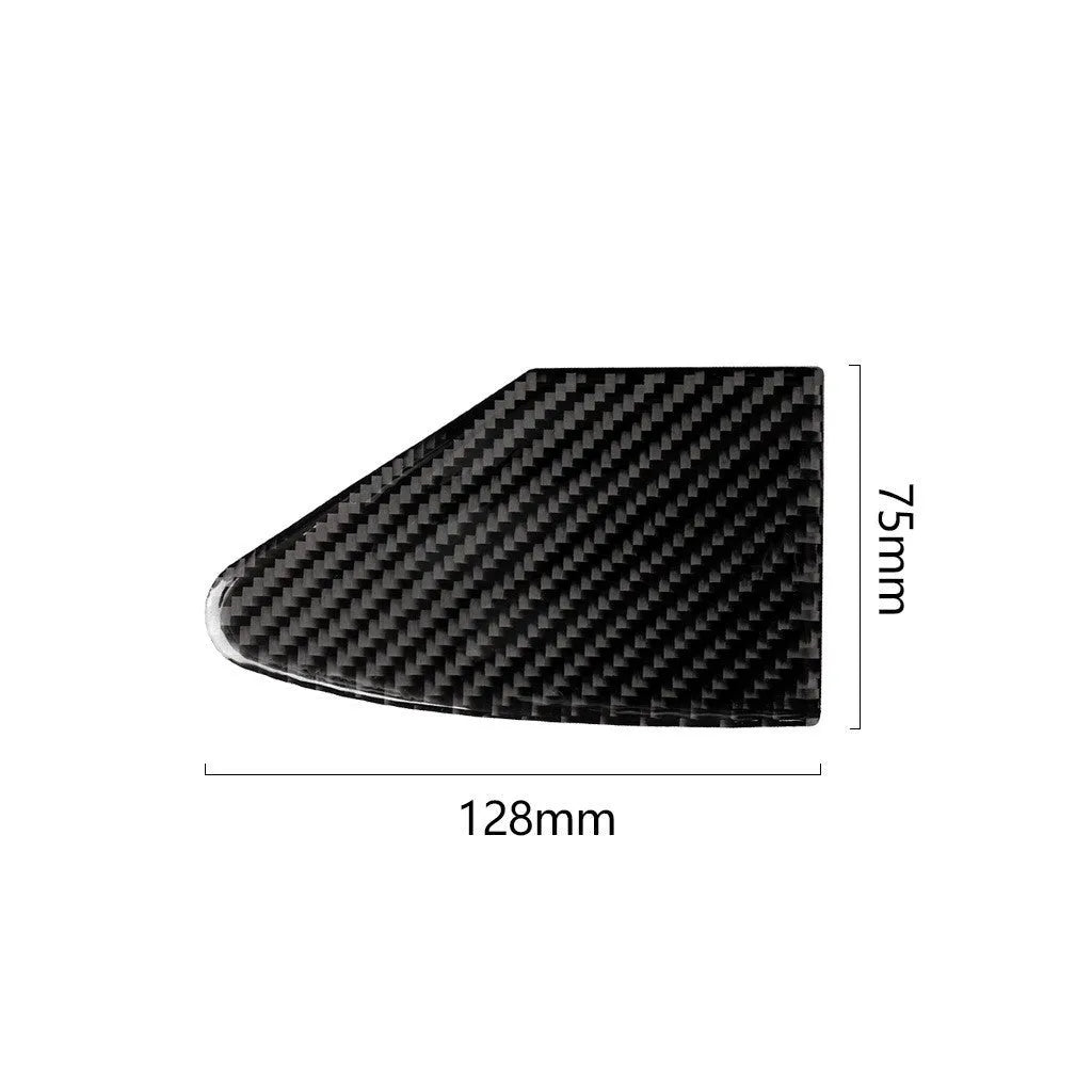 Carbon fibre patterned decorative sticker for vehicle USB charging port panel with 3M adhesive backing.
