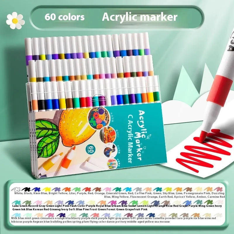 Acrylic marker pen set in multicoloured plastic barrels, available in different colour count options for painting projects.