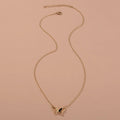 Women's double-layer copper alloy bow pendant necklace on adjustable cross chain