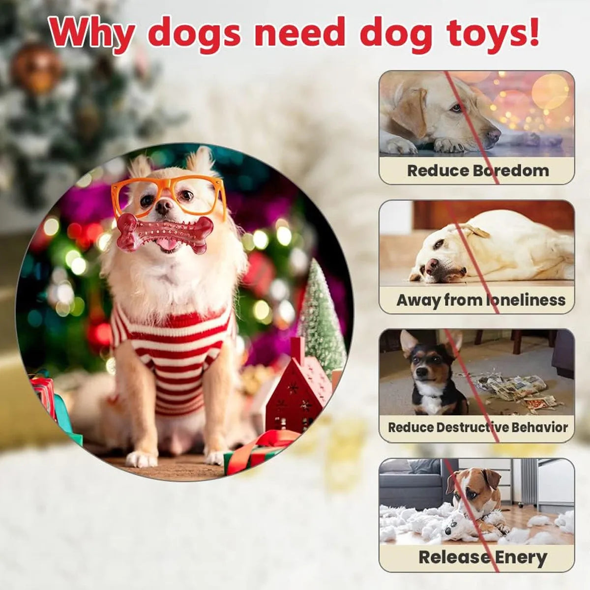 Red natural rubber chew toy for aggressive dogs measuring 12cm long