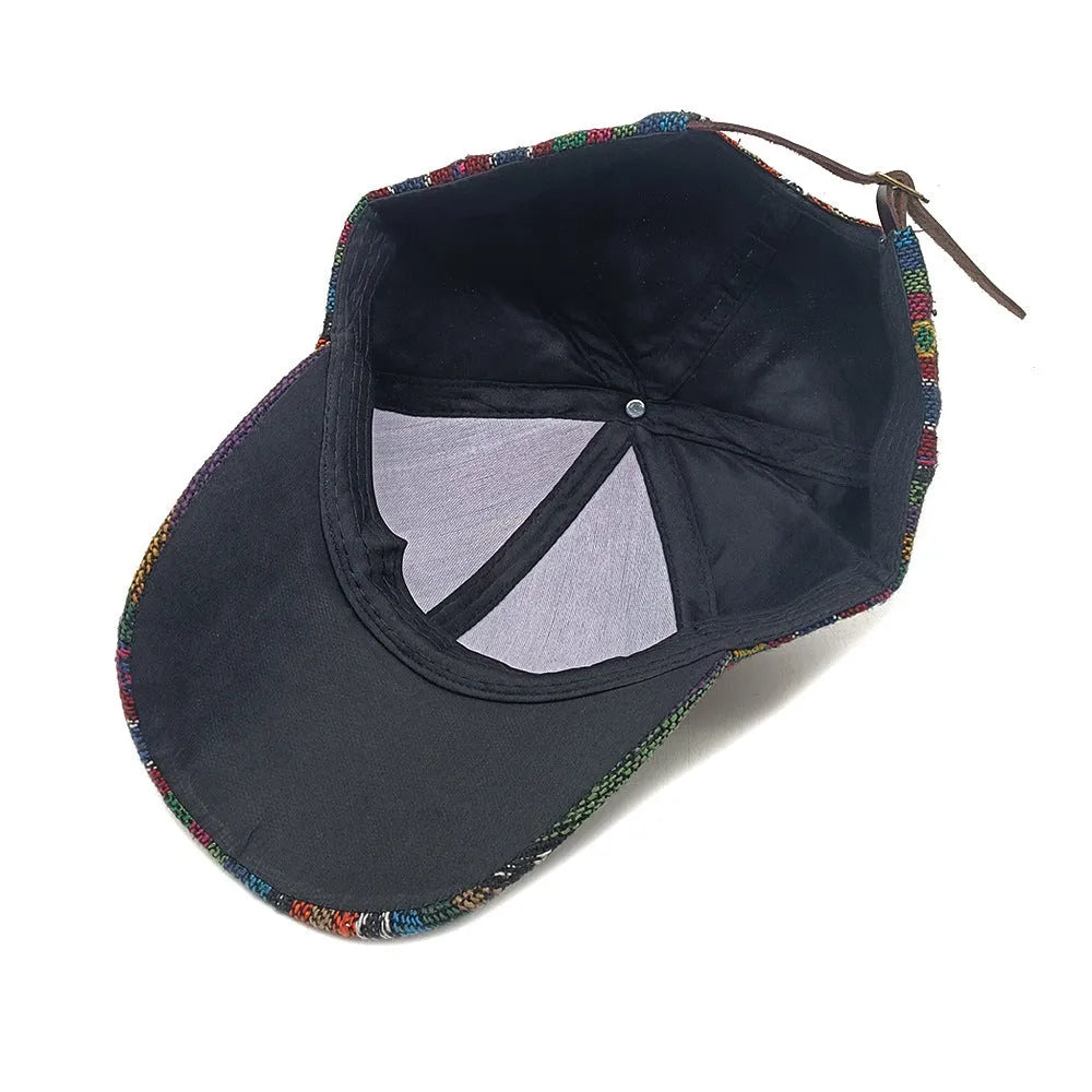 Women's beige Bohemian-style dome crown baseball cap made from polyester fabric.