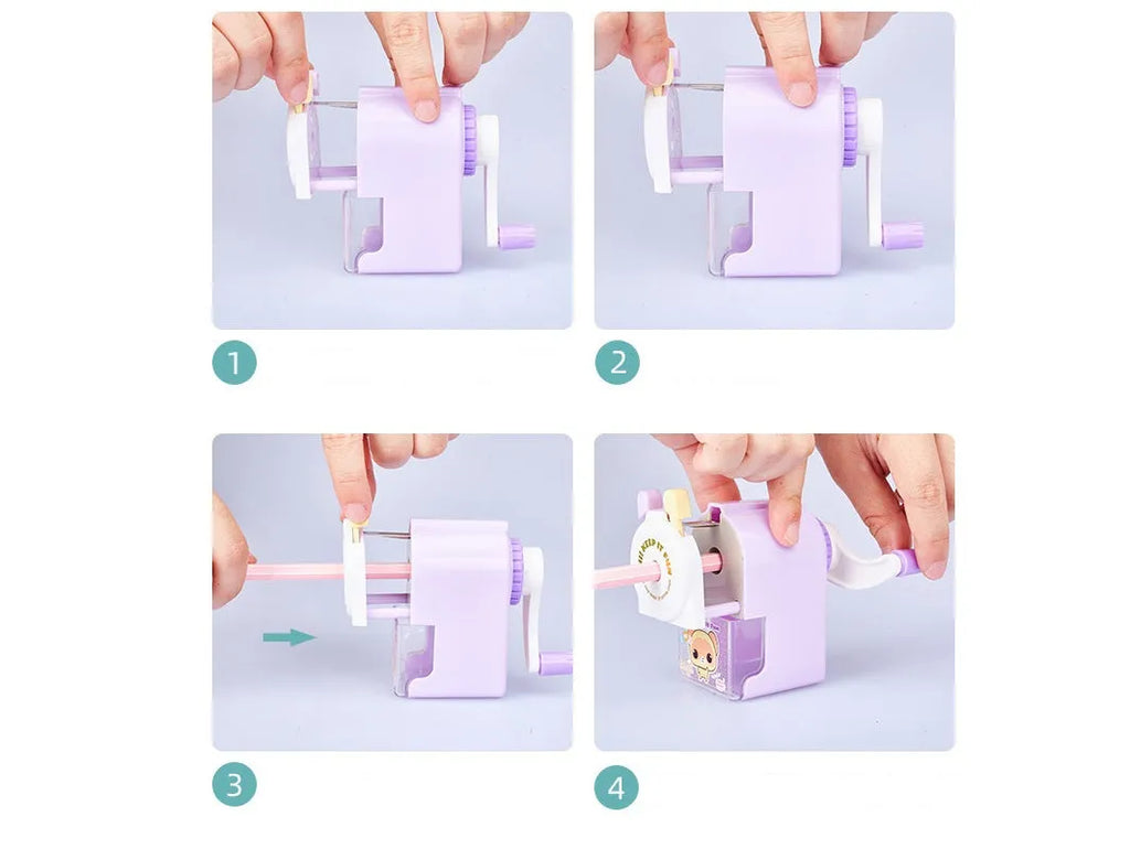Pet-shaped manual pencil sharpener with cartoon cute geometric design in plastic