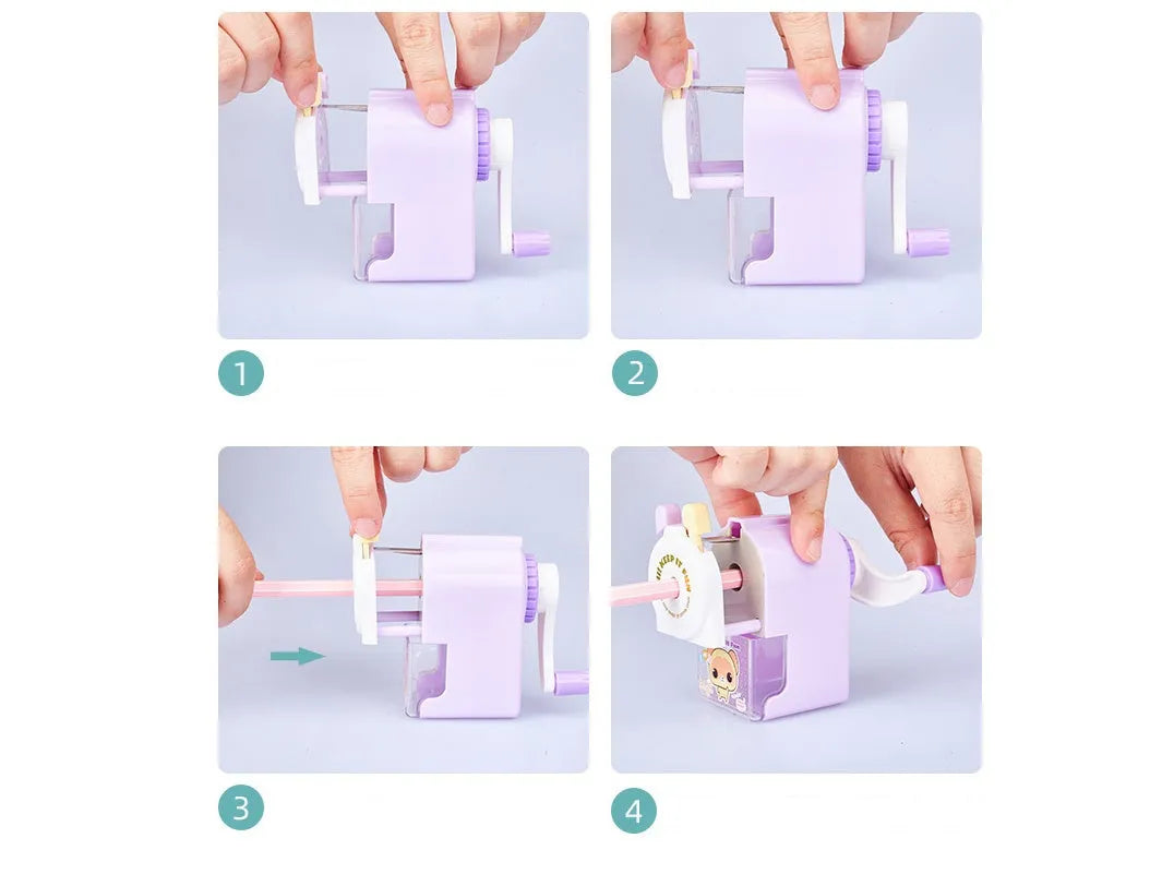 Pet-shaped manual pencil sharpener with cartoon cute geometric design in plastic