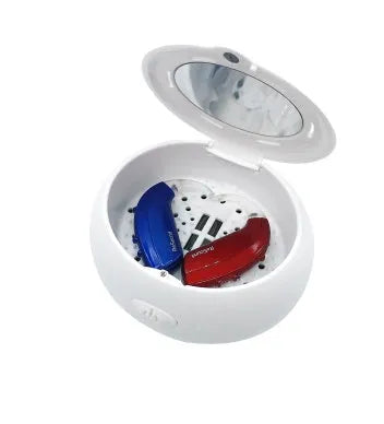 White electric USB UV drying box for hearing aids with constant temperature dehumidification and 4-hour timer