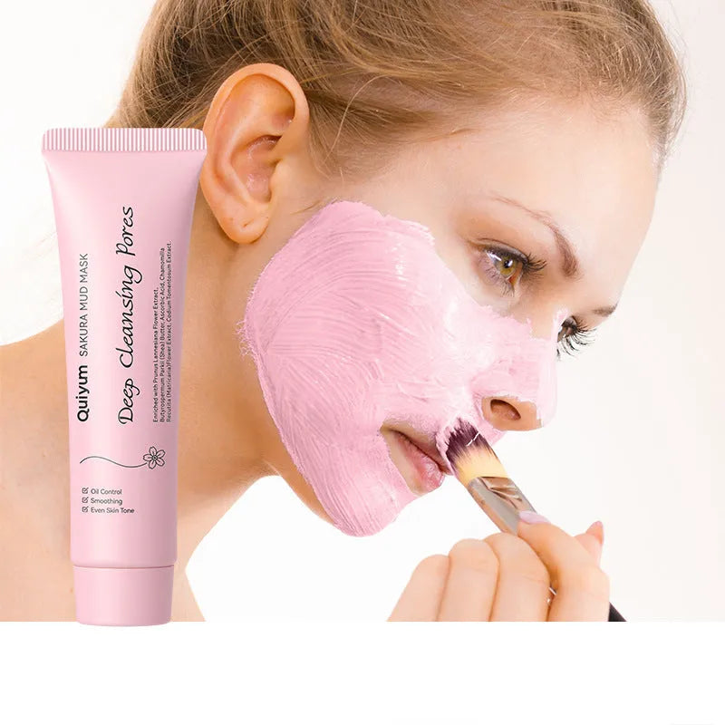 Single 30g sachet of cherry blossom mud facial mask on a plain background.