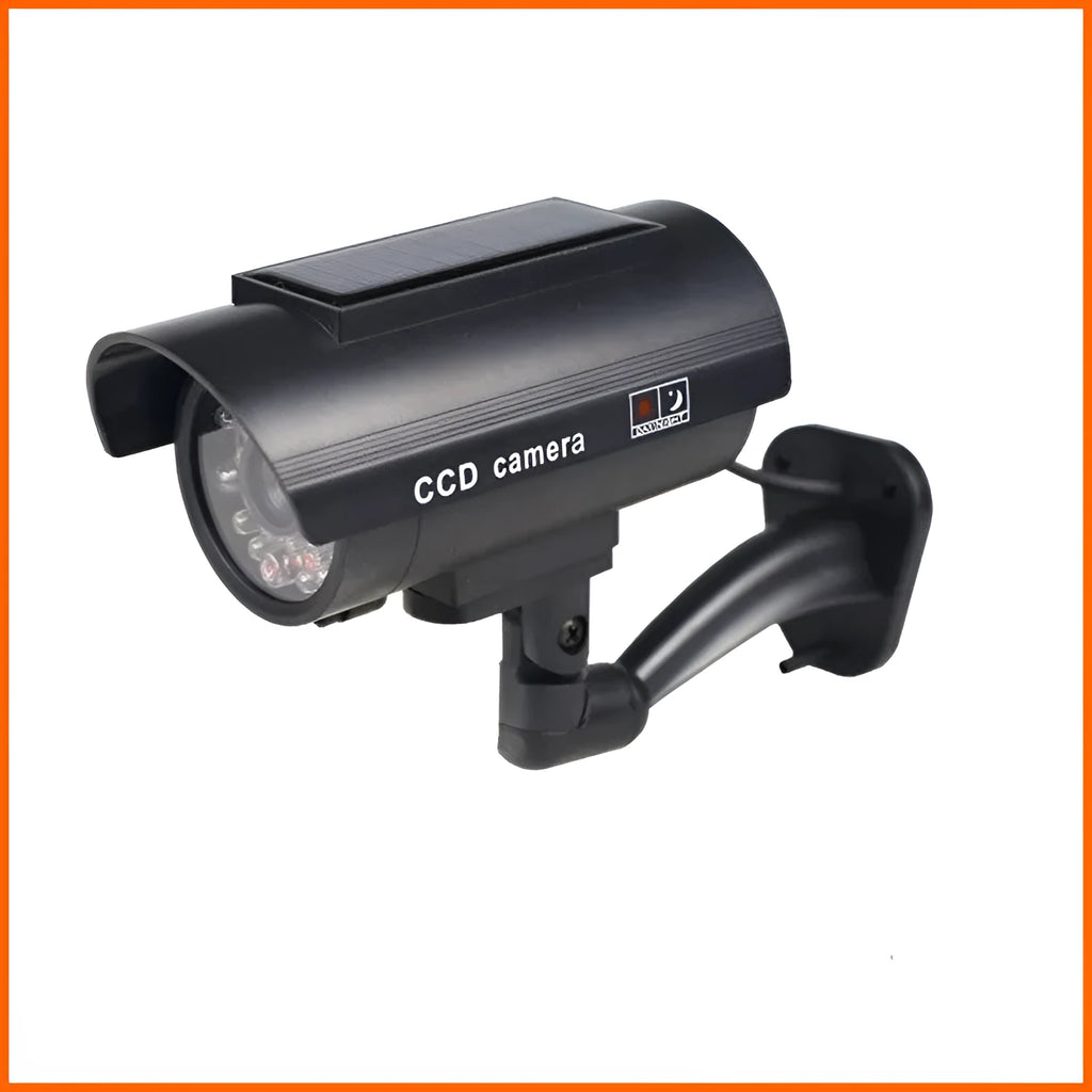 Black solar simulation gun camera with plastic construction for indoor and outdoor security