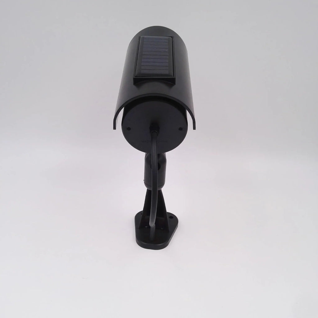 Black solar simulation gun camera with plastic construction for indoor and outdoor security