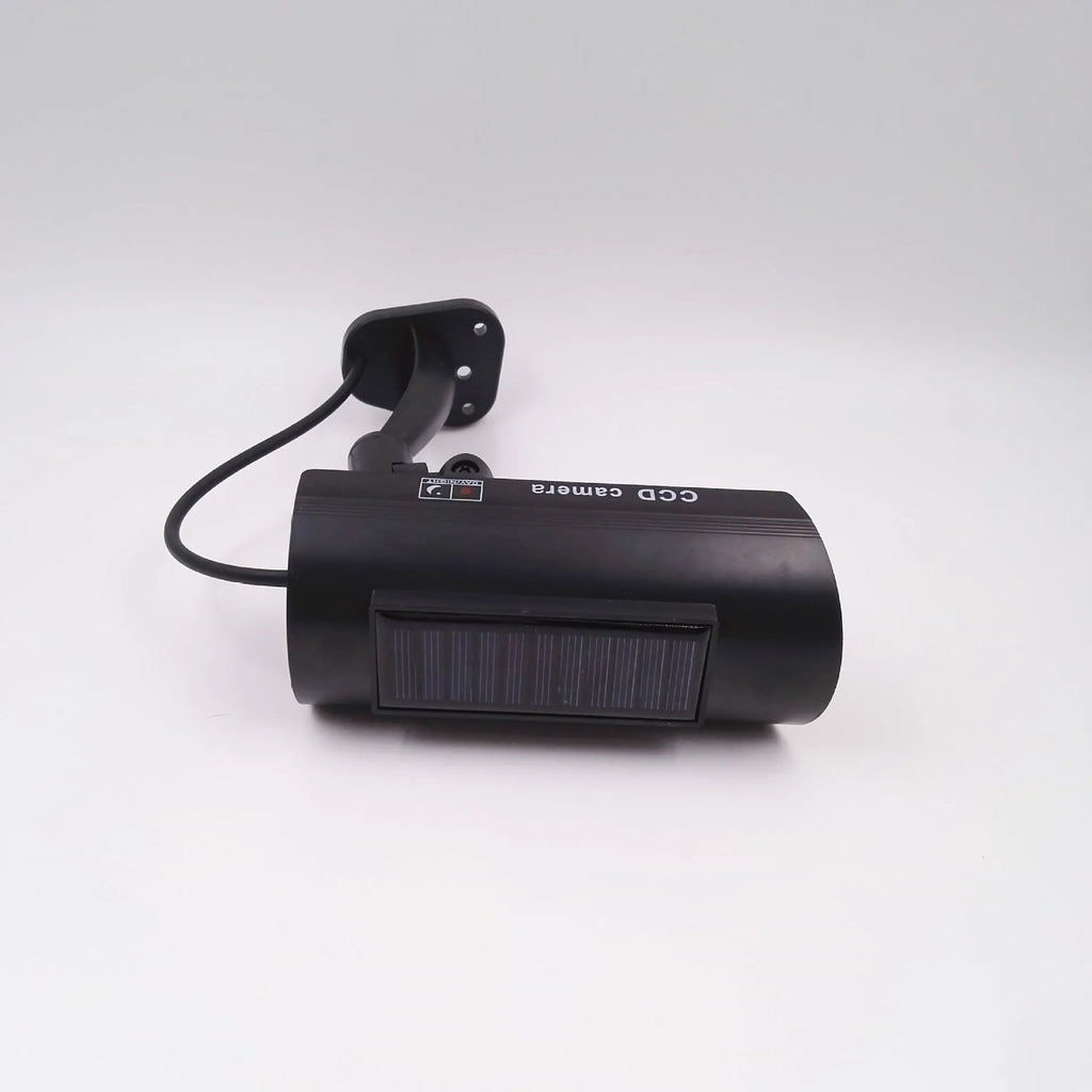 Black solar simulation gun camera with plastic construction for indoor and outdoor security