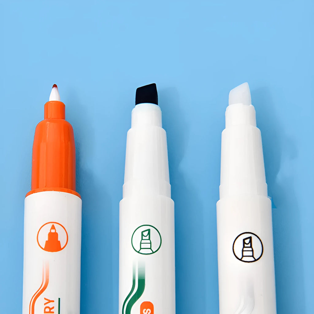 Green erasable highlighter and pen set with a separate eraser on a card pack.