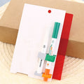 Green erasable highlighter and pen set with a separate eraser on a card pack.