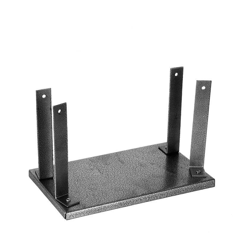 Black iron flip chip bracket stand for a small electric hand planer.