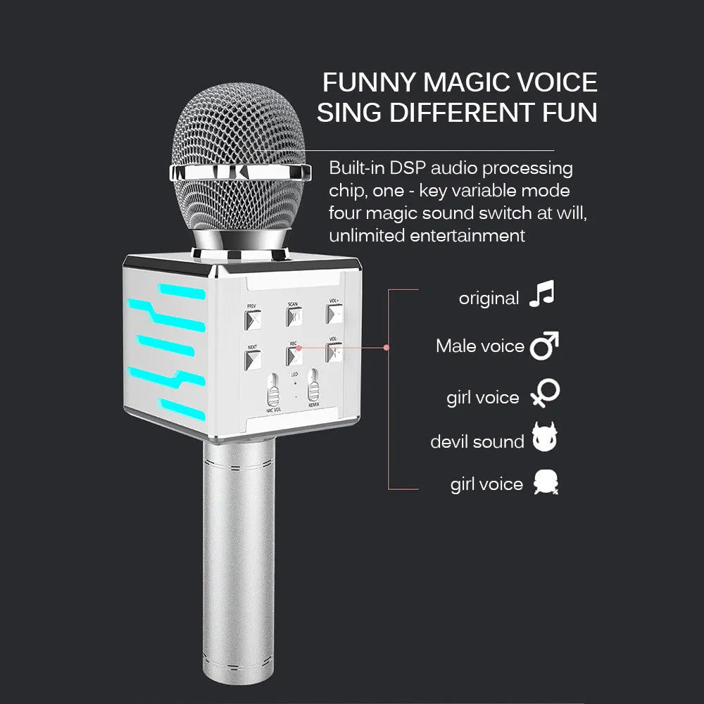 Wireless Bluetooth condenser microphone in gold with super cardioid pattern, 25x8.4x8.4cm