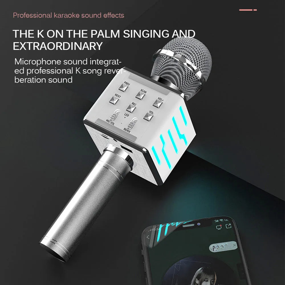 Wireless Bluetooth condenser microphone in gold with super cardioid pattern, 25x8.4x8.4cm