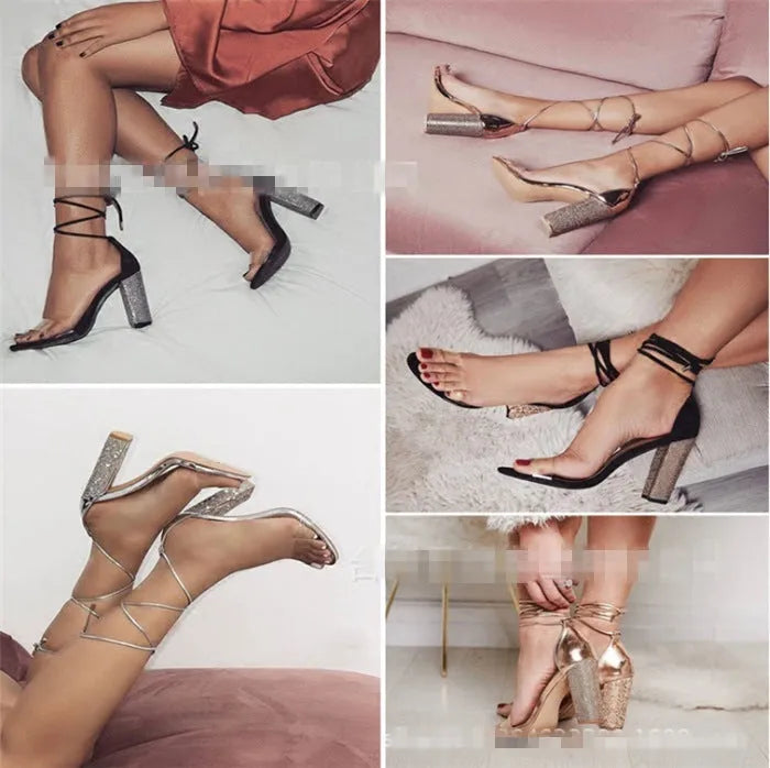 Plastic high heel shoes with pointed toe in black and gold colour options