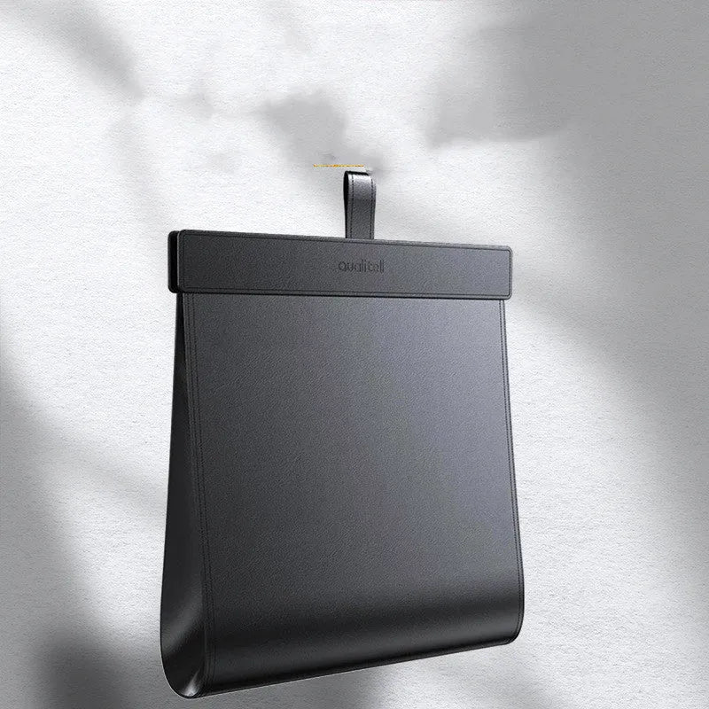 Black PVC car trash bag handbag shape with magnetic attachment, size 360x290x45mm, lock smell and leak-proof