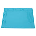 Blue silicone watch repair table mat with smooth non-slip surface for organising small components