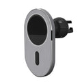 Grey aluminium alloy magnetic wireless car charger for Apple iPhone Magsafe compatible