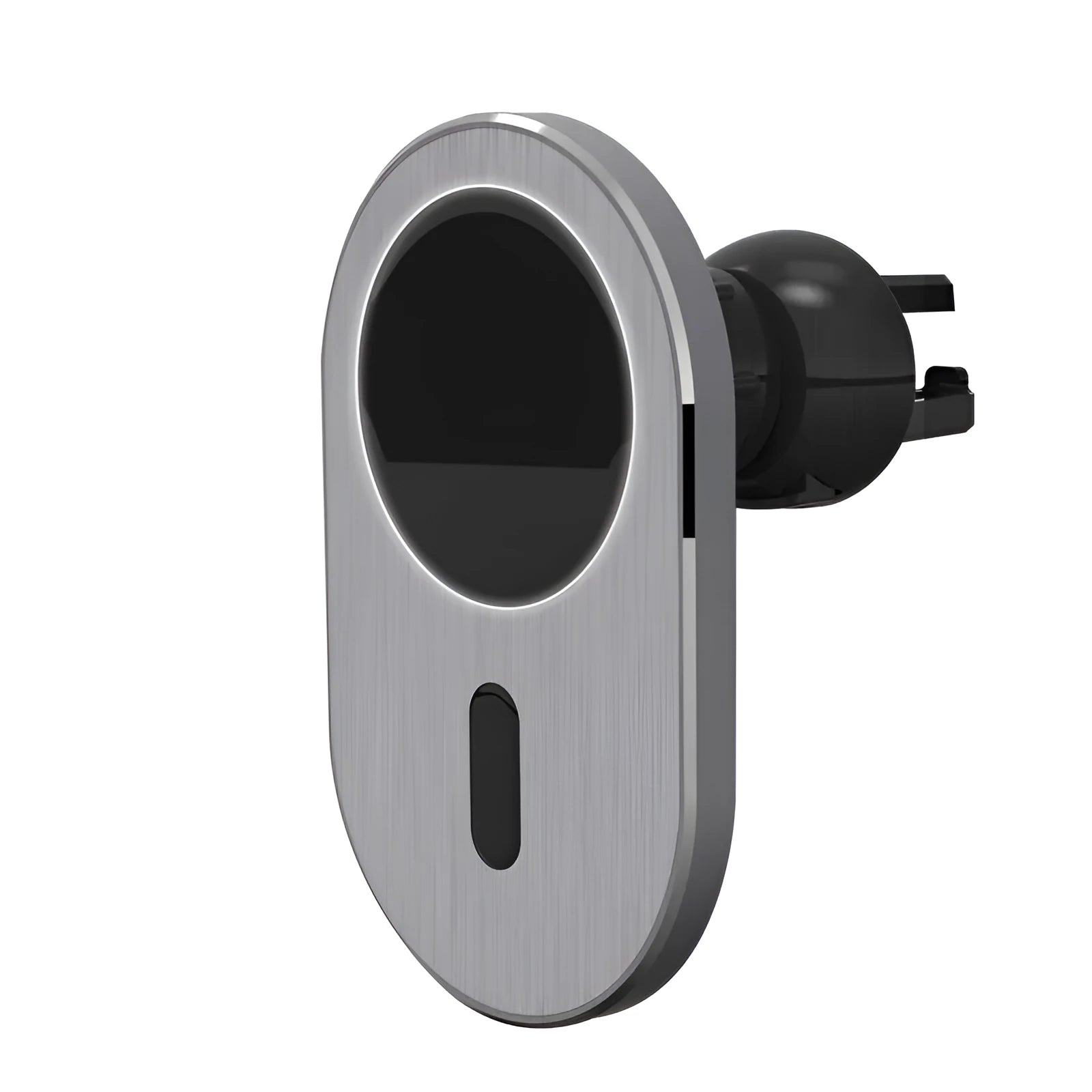 Grey aluminium alloy magnetic wireless car charger for Apple iPhone Magsafe compatible