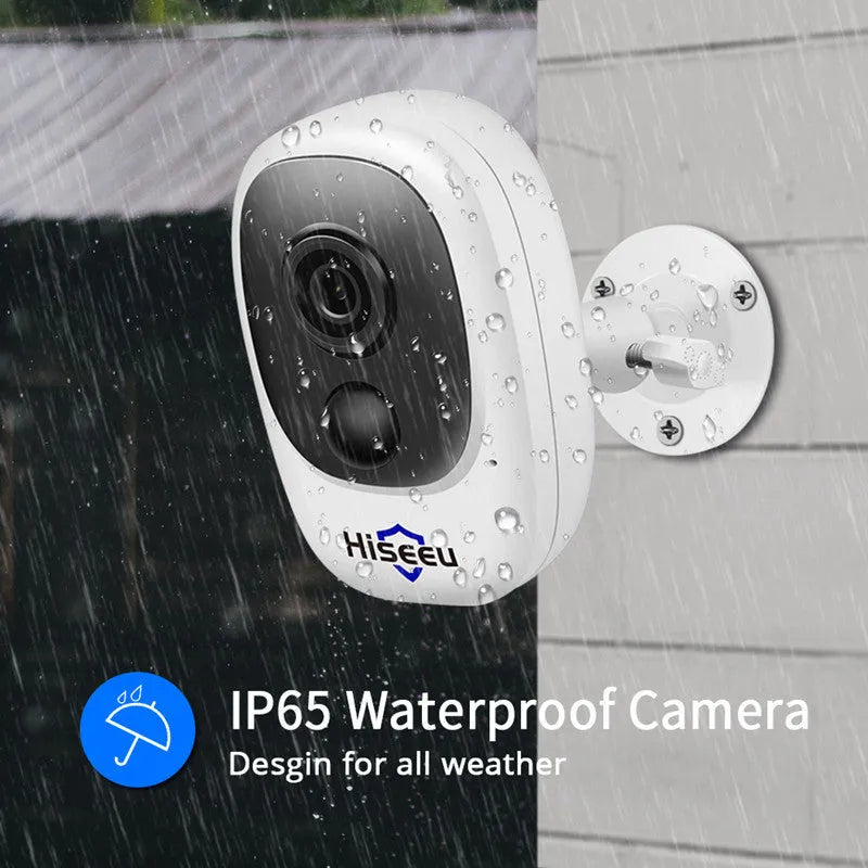 White dome-style indoor battery security camera with infrared LEDs for night vision