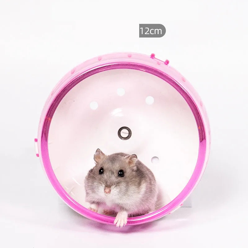 Large silent hamster running wheel for cage, available in blue green grey pink white