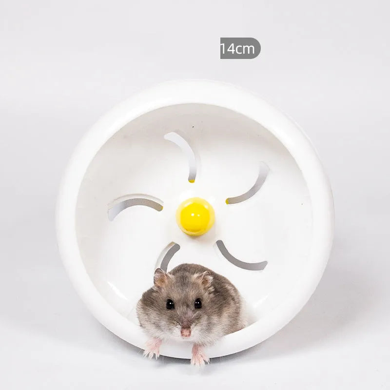 Large silent hamster running wheel for cage, available in blue green grey pink white