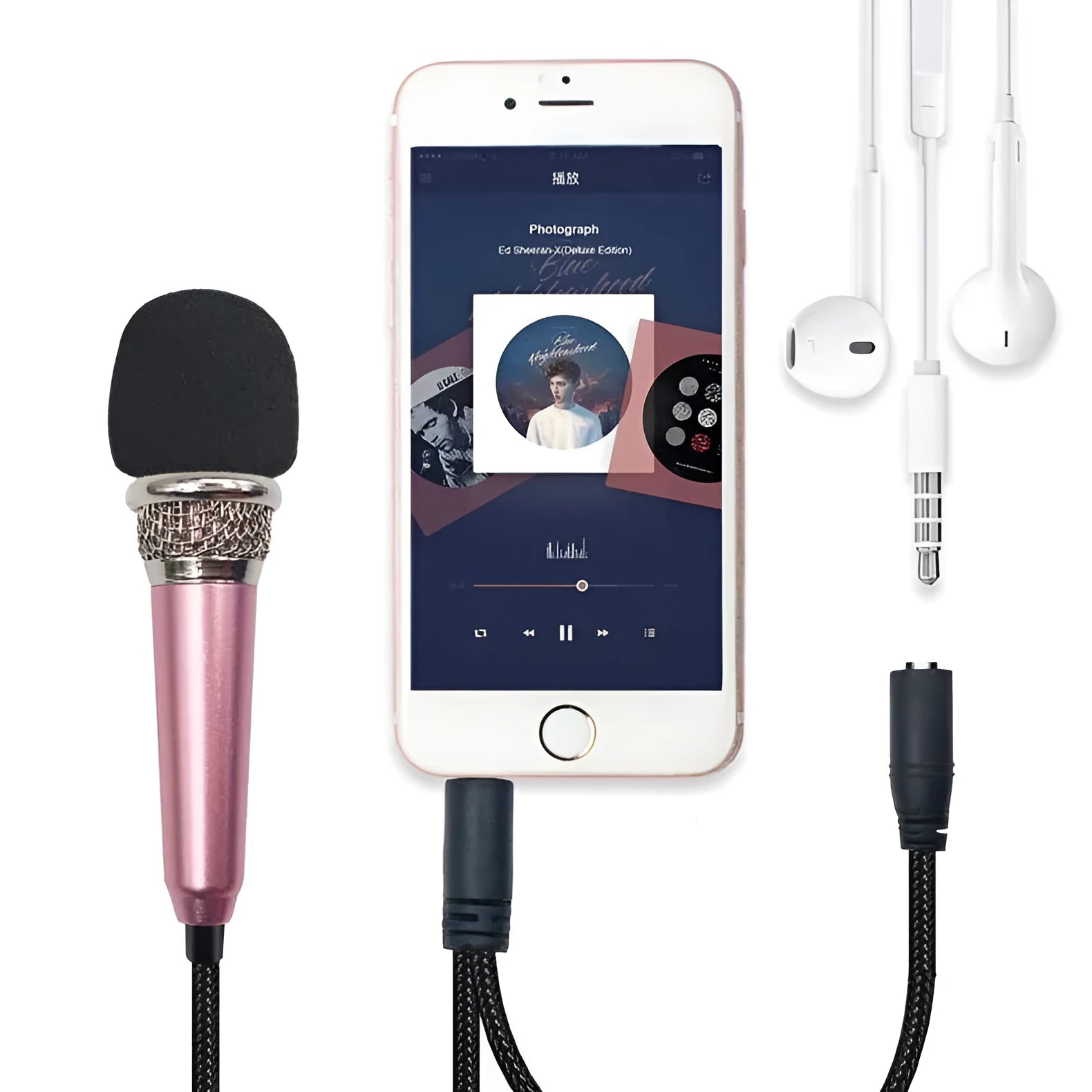Blue T3 mini wireless condenser karaoke microphone with 3.5mm plug for Android phones.