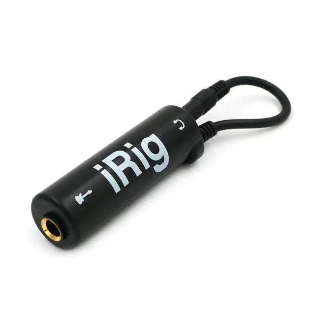 Black guitar tuner audio interface for iPhone iPad iPod with instrument cable