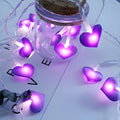 Battery-operated LED fairy string lights in pink or purple colours with 3 metre cable length for bedroom decoration