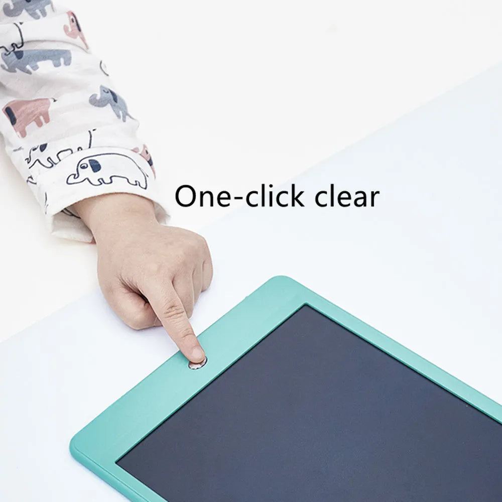 10 inch children's LCD writing tablet with colourful screen, blue colour option, on a white background