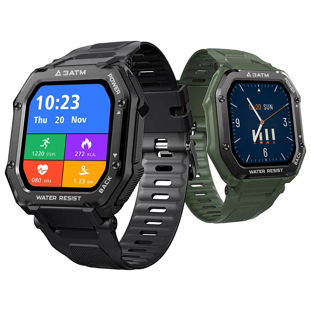 Outdoor sports smart watch with 1.69 inch display showing activity tracking interface
