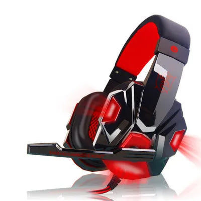 PC780 head-mounted gaming headphones with microphone in black and blue colour scheme.