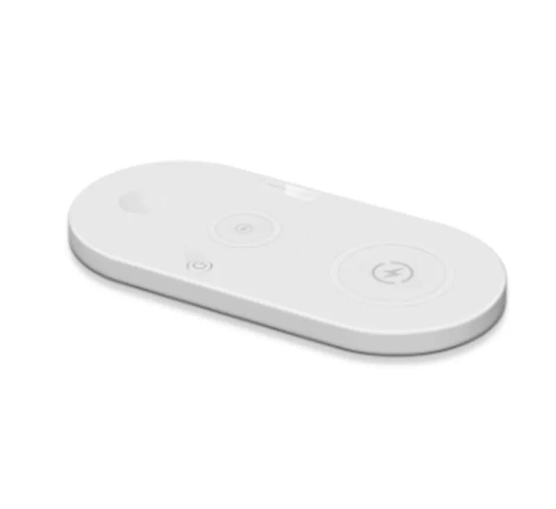 Black and white 15W desktop wireless charger with indication light and USB interface