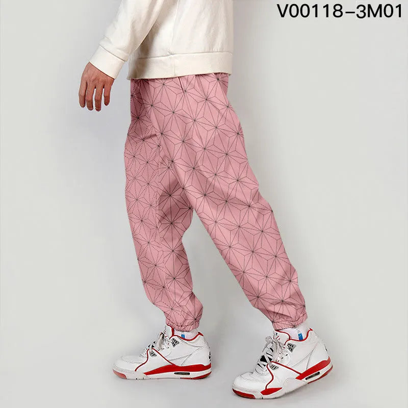 Casual footwear overalls for plus size men, loose fit polyester trousers with belt, spring style