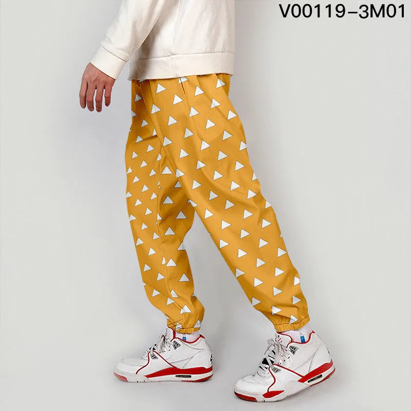 Casual footwear overalls for plus size men, loose fit polyester trousers with belt, spring style