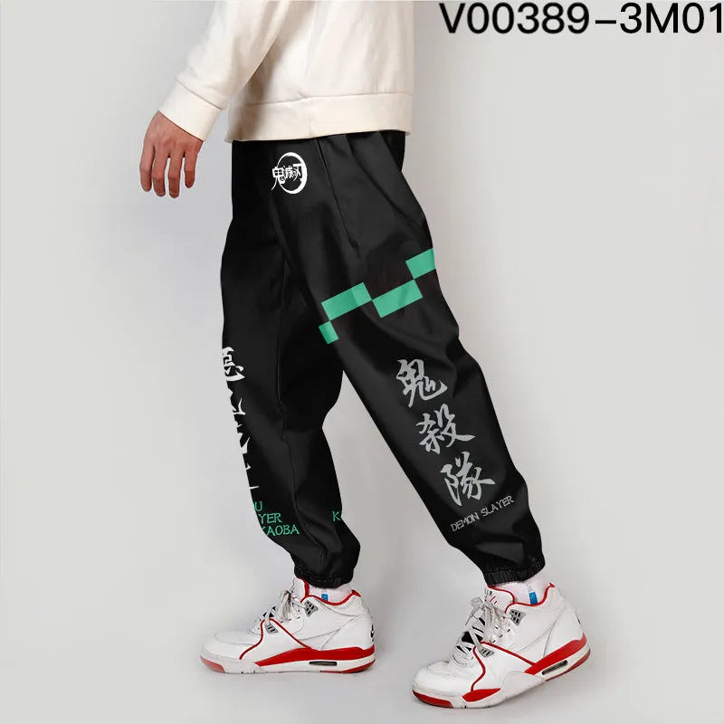 Casual footwear overalls for plus size men, loose fit polyester trousers with belt, spring style