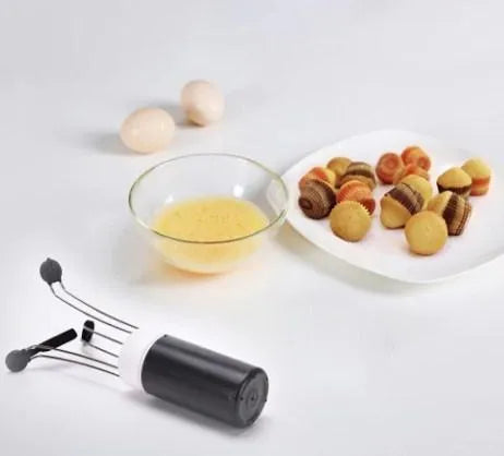 White and black automatic stirrer blender on a kitchen counter