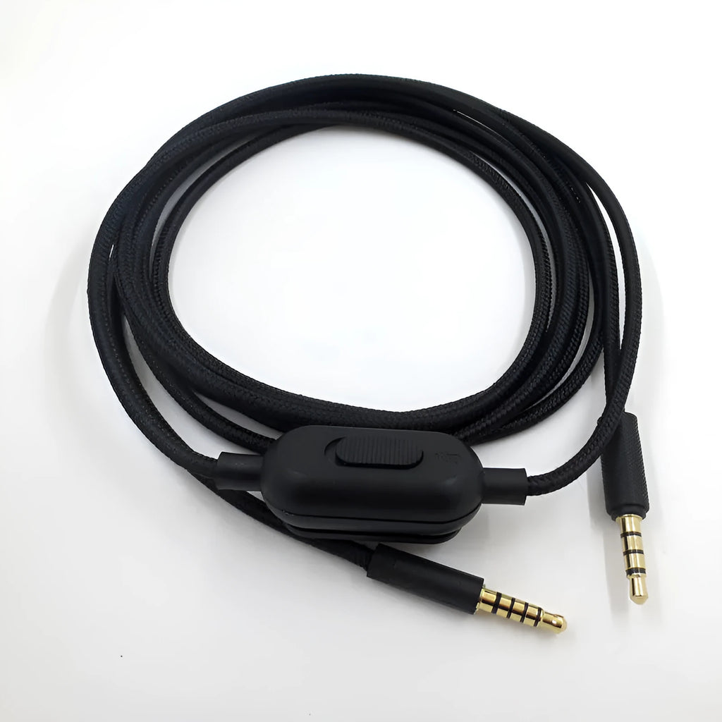 Black universal audio cable for gaming headsets with oxygen-free copper construction