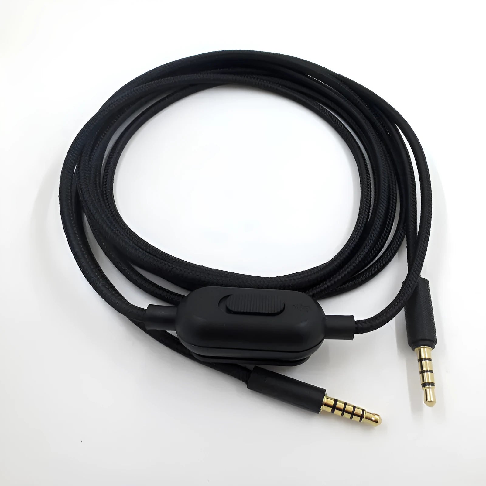 Black universal audio cable for gaming headsets with oxygen-free copper construction